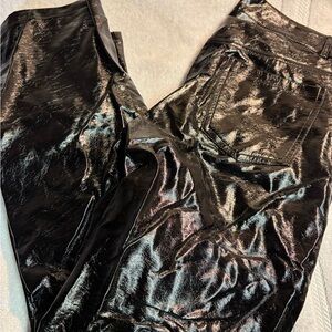 Beige Botany Faux Leather Pants